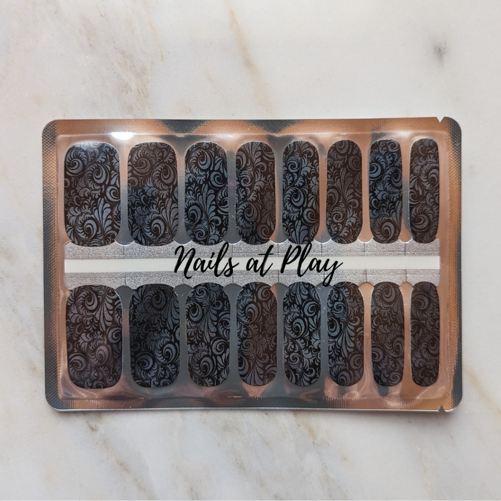 5 for $15 Nail Wraps- Black n Rainbow Rose (reflective)